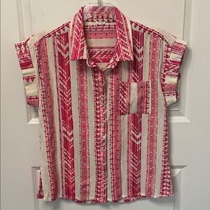 En Crème Embroidered Pink Button Down Shirt